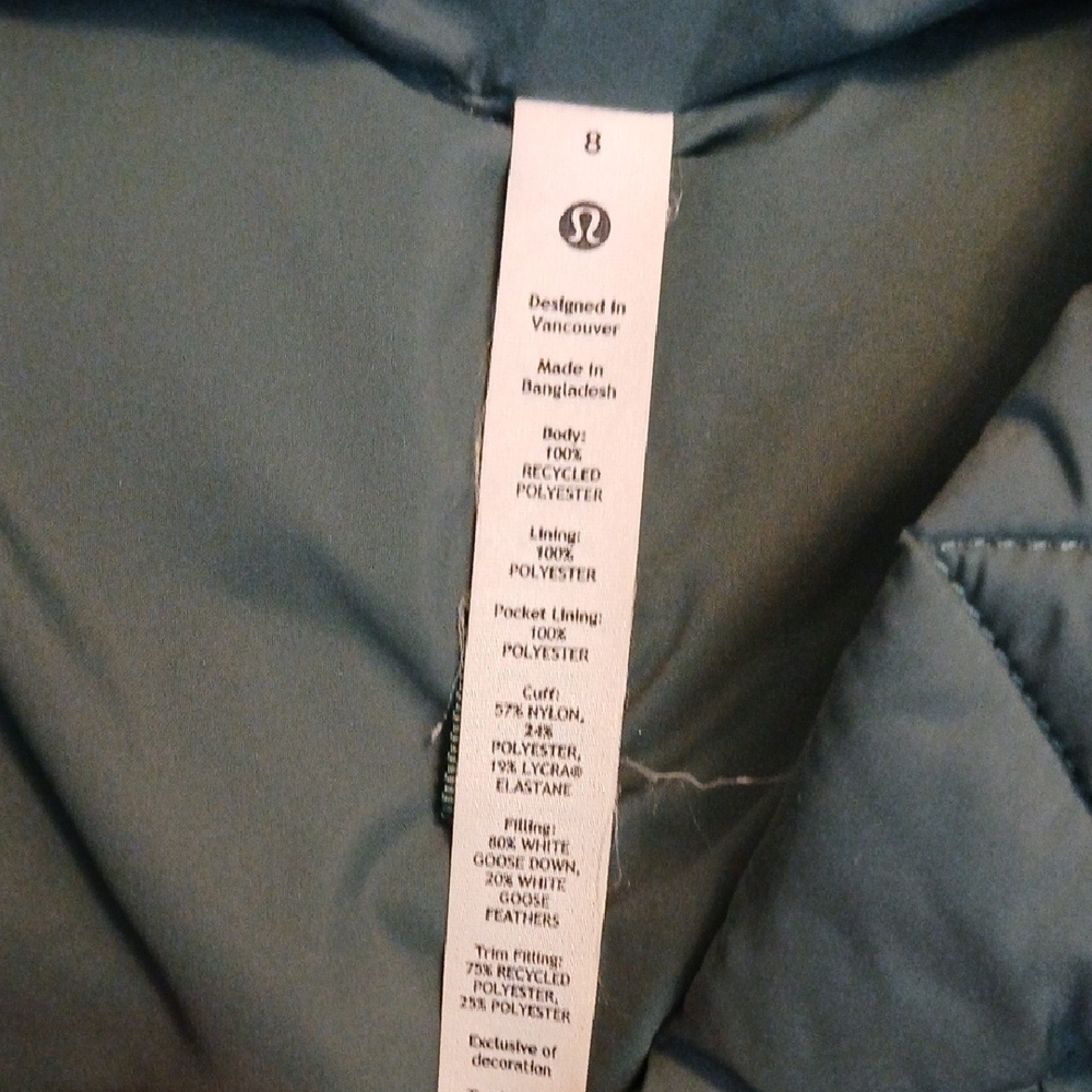Lululemon Women's Wunder Down-Fill Puffer Jacket Palm Deco Size 8 - Picture 6 of 8